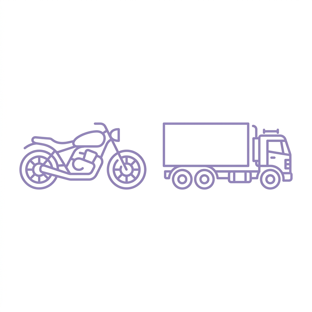 Motorcycle and Heavy Truck Line Art Icons
